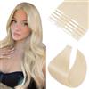 Benehair 45cm Extension Biadesive Capelli Veri Remy Virgin Hair Extension Capelli Veri Naturali 50g Extension Biadesivo, Biondo Platino