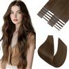 Benehair Extension Capelli Veri Biadesivo Remy Virgin Hair Extension Biadesive Capelli Veri Umani 40g Extension Adesive 35cm, Marrone Scuro