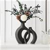 Gevvnss Vaso Decorativo da Interno,Set di 2 Vaso Cavi in Ceramica,Moderno Nero più Grande Vasi per Nordico,Vasi di Fiori Estetici Boho Rotondi,Decorazioni Casa Vase
