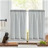TOPICK Tende a righe in lino con strisce, opache, per cucina, sala da pranzo, bagno, piccola finestra, 65 x 90 cm, blu su beige