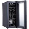 MOLVUS Refrigeratore per vino 12 bottiglie termoelettrico cantina frigorifero piccolo controsoffitto umidità costante frigorifero vino controllo digitale porta in vetro nero-A ripiani in metallo