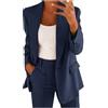 Generic Completo da Donna Due Pezzi Elegante con Scollo a V Cappotti Tailleur Cerimonia Tuta Casual Maniche Lunghe Set di Abiti in Tinta Unita Pantalone Giacche Suit