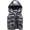 Bocabuety Gilet Uomo Senza Maniche Giubbotto Smanicato con Cappuccio Uomo Casual Leggero Effetto Lucido, Gilet Invernale (Grigio Scuro, XL)
