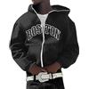 rtdgcv Felpa da uomo e da donna, con cappuccio, personalità europea e americana, ricamo, casual hip hop, cardigan, cappotto con cappuccio cropped, Nero , M