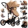 Veitoalioy Passeggino 3 in 1 Trio Neonati, Per Neonato 3 in 1 Passeggini, Carrozzino multifunzione, Passeggino Pieghevole (588 Khaki)
