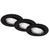 Briloner - Luci da incasso a LED, set di 3 plafoniere, orientabili, GU10 ciascuna 5 Watt, ciascuna 460 Lumen, 3.000 Kelvin, IP23, 86x70mm (DxH) 7147-035 Nero opaco