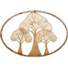 DRW Ornamento da parete di alberi in legno e metallo in tonalità naturali 46x3x66 cm