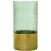 DRW Vaso da tavolo in vetro verde e oro 15x15x30 cm