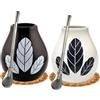 Mate Green Set di tazze da tè per due ● ceramica yerba mate tazza da tè Hoja Kalebasse 350 ml ● cannuccia in acciaio Bombilla con anello di raffreddamento in acciaio inox Staw ● pad in sughero ● Starter kit per
