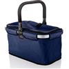 Genius Falko Premium - Cestino per la spesa da 22 l, pieghevole, con coperchio, con manico in alluminio, colore: Blu