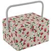 Hobby Gift Scatola Grande per Cucito con Manico - Cestino Porta Cucito in Cotone con Scomparti per Strumenti e Accessori Creativi - 23,5 x 31 x 20 cm, Fragole