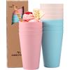 Homavit Bicchieri di plastica, Tazze colazione,Set di bicchieri 430 ml,12 bicchieri di cola riutilizzabili, tazze per caffè, tè, latte, succhi di frutta(4 colori)