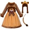 ReliBeauty Costume Leone Bambina 3 a 12 anni con Coda,120
