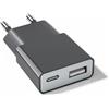 SCHITEC Caricabatterie USB 5 W Slim spina di ricarica alimentatore di rete 5V 1A 2 porte USB C+A,adattatore di alimentazione per iPhone, lettore eBook, Xperia, MP3 ((Thickness 1.45cm/1packs))