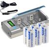 Mspalocell Batteria Baby C ricaricabile con caricabatteria universale, 6 pezzi 4000 mAh, batterie C ricaricabili con caricabatteria LCD per batterie AA/AAA/C/D NI-MH