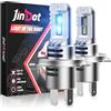 JinDot Lampadine H4 LED per Fari Auto 24000LM 6000K 12V All-in-One Mini con Ventola Kit di Conversione, Sostituisce Lampade Alogene, set di 2