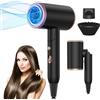 UKLISS Phon Capelli da Viaggio Asciugacapelli Ionico 2400W Hair Dryer, 3 Impostazioni di Temperatura, Nero, IT02