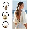 Bottega della Principessa Set da 3 Elastici per Capelli Donna con Placca Dorata-Accessori per Capelli in Metallo Oro-Fermagli per Capelli Eleganti (Oro lucido 14)