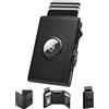Manmaxim Portafoglio Uomo Airtag, Porta Carte di Credito Slim Uomo Portacarte Schermato RFID, Pop-Up Compatto Men's Air tag Wallet con Portamonete Capacità Porta Tessere per 9-12 Carte & 2 Finestra ID, Nero