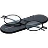 ThinOptics Occhiali Lettura Manhattan 1.00, Montatura Nera, Custodia Milano | Occhiali da lettura per uomo e donna, gradazione 1,00 diottrie, custodia magnetica in alluminio anodizzato, senza stanghette