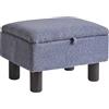Aibiju Piccolo Pouf Poggiapiedi con Contenitore, Pouf Pouf in Finta Pelliccia di Orsacchiotto Sgabello Cambia Poggiapiedi per Scarpe con Gambe in Legno per Soggiorno Camera da Letto,Grigio YD-JD136G