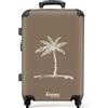 NoBoringSuitcases.com® Valigia Media Rigida, 67 cm 72L, Grande Valigia con Ruote, Trolley Leggera, Valigia 20 kg da Stiva, Bagaglio con Palma - Beige, Valigia per Aereo