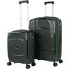 ITACA - Set valigie - Set Valigie Rigide Offerte. Valigia Grande Rigida, Valigia Media Rigida e Bagaglio a Mano. Set di Valigie con Lucchetto Combinazione TSA, Verde