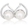 PERORNO Orecchini da donna con perle coltivate in Giappone, misura 8 mm, di forma rotonda e alta orientale in argento sterling e zirconi ad alta lucentezza, 8 mm, Argento sterling, Perla