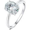JewelryPalace Classico Anello Solitario in Argento 925 con Cubica Zirconia, Pietra a Taglio Ovale per Donna, Fede Nuziale in Tre Ori Set Fidanzamento