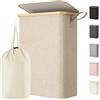 Lifewit Cesto Portabiancheria Salvaspazio, Cesta Biancheria Sporca con Coperchio, Porta Biancheria Sporca Slim per Bagno, Laundry Basket per Camera da Letto, Bagno, Lavanderia, 50 L, Beige