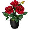 Briful Piccole rose artificiali rosse da 28 cm, fiori artificiali in vaso, rose finte in seta, fiori finti per decorazione primavera estate, rosa artificiale fiore finto per decorazione casa e cucina