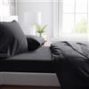 Novia: percalle tinta unita con ricamo Enrico Coveri - completo letto 2 piazze - NERO - percalle cotone, logo ricamato