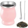 ARCPNRT Tazze Mate, Set da tè Mate, Tazza Mate in Acciaio Inox, Set di Tazze da tè Mate, con Cannuccia e Spazzola per la Pulizia, da Utilizzare in Casa, nei Ristoranti e negli Hotel, Rosa