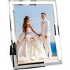 PIGPIGFLY Cornice Foto 20x15 cm in Vetro, Cornici Argento, Foto di Famiglia e Foto di Matrimonio, Regalo