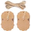 jijAcraft Etichette Rotonde in Carta Kraft 6x6cm, 100 pz Tag Regalo Cartoncino e Spago di Iuta, per l'artigianato Matrimoni Battesimo Natale (Marrone)