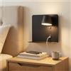 Alpinaluz Applique LED da Parete 6W Orientabile con USB e USB-C, CCT 3000K/4000K/6000K, Mensola Integrata in Acciaio e Faretto in Alluminio, Lampada da Lettura IP20 (Nero - Destra)