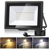 wowspeed 100W Faretto LED da Esterno, 10000LM Faro LED Esterno con Spina, Faretti LED Dimmerabile 3000K/4500K/6500K IP65 Impermeabile Faretti LED Esterno Per Giardino Cortile Corridoio Garage
