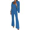 Generic Tailleur Donna Eleganti Curvy Completo Blazer Pantaloni E Giacca da Cerimonia Elegante Cerimonia con Bottoni Tuta Elastici in Vita Abbigliamento per Ufficio Business Ol Curvy Tuta Due Pezzi