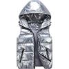 Bocabuety Gilet Uomo Senza Maniche Giubbotto Smanicato con Cappuccio Uomo Casual Leggero Effetto Lucido, Gilet Invernale (Argento, S)