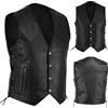 Generic Gilet in pelle da motociclista Leatherick - Giacca da uomo sportiva - Gilet da motociclista flotta punk gilet in pelle bovina gilet nero classico gilet da club gilet da moto, Nero , XXL