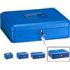 ARREGUI Elegant C9245 Cassetta di sicurezza con chiave per contare e trasportare denaro | Cassetta Portavalori in acciaio con vassoio Portamonete | Cassaforte portatile de 30 cm di larghezza | Blu
