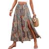 ABINGOO Donne Lunga Retro Gonna Vita Elastica Spiaggia Maxi Gonna Stampata con Spacco Gonna A-Line Boho Casual Gonna(Multicolore,M)