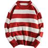 UnoSheng Maglione invernale a righe da uomo: manica lunga, girocollo - caldo, morbido e casual, Colore: rosso, L