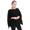 LvRao Autunno Primaverile Elegante Largo Crochet Poncho a Maglia Mantelle Sexy Cover-Up Batwing Pullover Tops per Donna (Nero, Taglia Unica)