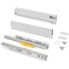 Emuca - Cassetto Vertex Push Sincro, regolazione 3D, guide per cassetti H 93mm, 40kg, profondità 450mm, Acciaio, Verniciato bianco