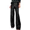 Generic HUIFUAO Pantaloni da donna con paillettes elastico in vita pantaloni scintillanti per le donne Plus Size Mardi Gras pantaloni da donna neri con glitter per feste, Nero , L
