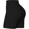 Sunzel Pantaloncini da Ciclista da Donna Senza Cuciture con Tasche, Pantaloncini da Palestra Yoga Workout Gym Bike con Controllo della Pancia, Nero, L, 8"