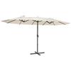 blumfeldt Twin Peaks - Ombrellone Parasole, Dimensioni: 456x245x268 cm (LxAxP), Materiale: Poliestere, Protezione UV: 50, Idrorepellente, Supporto in Alluminio, Antiruggine, Incluso Basamento, Crema
