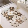 Highdi Tappetino Scolapiatti Assorbente, Tappetino Macchina Caffe Asciugatura Rapida, Antiscivolo Tappetino Scolapiatti Lavello per Bar, Club, Cucina, Caffetteria (40x60cm,fiori marroni 1)