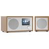 Auna Silver Star Radio Portatile Ricaricabile, Radio DAB con Bluetooth 5.0, FM/DAB/DAB+ Digitale Mini, Altoparlanti Stereo, Display HCC, Streaming, Sveglia, 5 Ore di Operatività, Radiolina in Legno